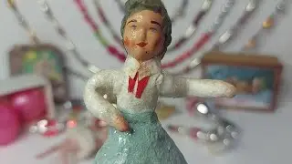 Unpacking 2. Rare cotton spun Christmas ornament - Pioneer.  USSR Christmas tree decorations.