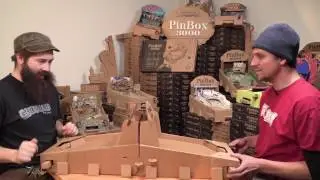 Battlemode with PinBox 3000, two cardboard pinball machines