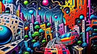 AI Generated Art Deco City - Surreal Psychedelic Animation