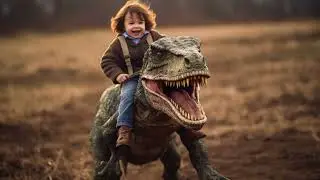 Kids Riding  Dinosaurs
