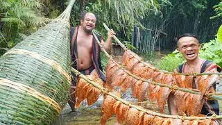 Smoked Fish | Catching Fish with Giant Traps and Recipe for Cooking Whole Smoked Fish | Dwarf Food