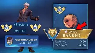 TOP GLOBAL GUSION LAST MATCH BEFORE IMMORTAL NO EDIT GAMEPLAY!! (Must watch) - Mobile Legends