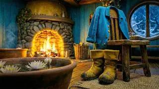 Tom Bombadil's House 🍄 The Scene Movies Forgot | Cozy Fireplace & Snow Ambience [4K]