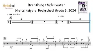 Breathing Underwater – Rockschool Grade 8 Drum Tutorial (2024) | Full Score + Play-Along