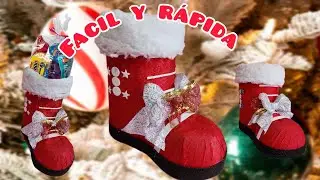 como hacer un dulcero navideño con botellas de plástico fácil y rápido