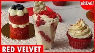 3 Postres 1 Receta ¡FACILES! Cheesecake en Vaso, Cupcake y Mini Tortas RED VELVET