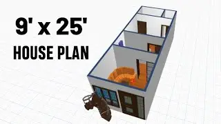 9 x 25 feet house plan | 3D house design | 1 BHK house plan | Urdu - Hindi