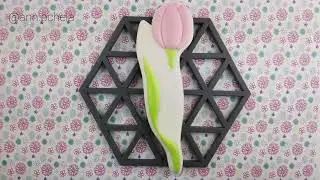 Пряник - Тюльпан на 8 Марта. Мастер-класс по пряникам. Cookies with icing. Decorated cookies.