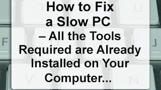 How to fix a slow pc