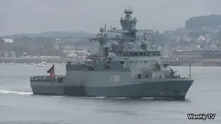 DUETSCHE MARINE / GERMAN NAVY CORVETTE FGS OLDENBURG F263 ENTERS DEVONPORT AT DEVILS POINT 23-6-23