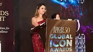 Anchor Mayuri Malandkar hosting High Flyers 50 Global Icon Awards 2024 | Mandakini | Anup Jalota