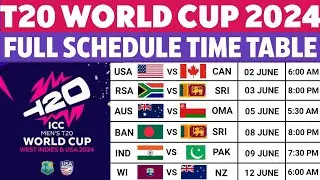 T20 World Cup 2024 Schedule | ICC T20 World Cup 2024 Time Table | 2024 T20 World Cup Schedule