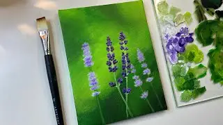 Lavender flower painting/ how to make blurry background/ acrylic painting tutorial
