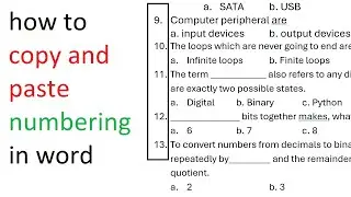 how to copy and paste numbering in word