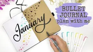 JANUARY 2021 BULLET JOURNAL SET UP in my Neapolitan notebook - Kraft paper & bold lettering theme