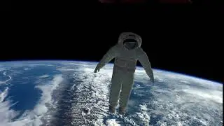 Полет космонавт в космосе над планетой Земля. Видео футаж в after effects  и Element 3D