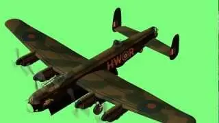 Lancaster Heavy Bomber  World War II green screen animation 1080p s01r02.avi