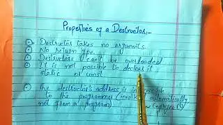 Properties of a Destructor in C++ |  Object Oriented Programming Lectures Hindi Urdu