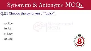 Synonyms and Antonyms MCQs | English Vocabulary Quiz | Mastermind MCQs