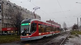 Поездка на 100 трамвае по Изменённому маршруту с Ст.м "Проспект Просвещения" До Ул. Асафьева