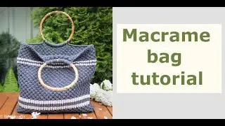 How to make macrame bag with stripes -  tote / beach bag step by step tutorial