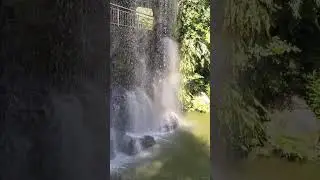 rainbow on the waterfall at kl birdpark