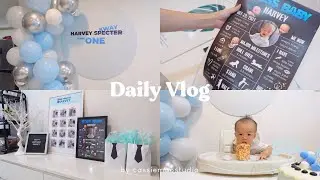Vlog 🎂 Harvey Turns ONE | 1st Birthday Party Prep | DIY Balloon Garland & Backdrop