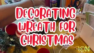 VLOGMAS Day 2 - DOLLAR TREE CHRISTMAS WREATH DIY #shorts #christmas #diy #christmaswreath