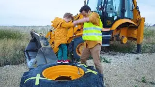 Funny stories about the tractor. The tractor broke the wheel fell off Leo came to help Dad.