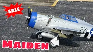 Maiden Flight Of My New E-flite P-47 Razorback 1.2m!