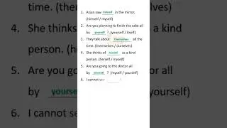 English Grammar Quiz | Choose the correct Reflexive Pronoun 