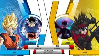 Goku Vs Asta Power Level Match 17 Tournment of power