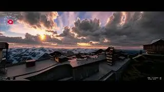 FLYING OVER THE SWISS ALPS AT SUNSET