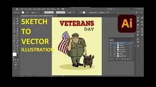 VETERANS DAY CARTOON ILLUSTRATION FROM SKETCH TO VECTOR | TIMELAPSE | ADOBE ILLUSTRATOR