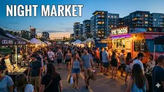 Calgary 4K Walk 🇨🇦 University District Night Market | Summer Vibes!