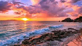 Ocean Sunset NO ADS (Live 24/7). Tropical Beach & Ocean Sounds. Félicité Island, Seychelles