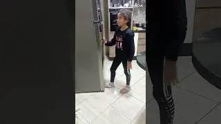 accident between a refrigerator and a stand.