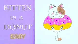 Kitten in a Donut | Easy Drawing