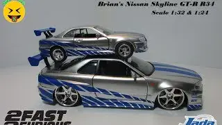 Brian's Nissan Skyline R34 2 Fast 2 Furious Jada Diecast 1:32 & 1:24