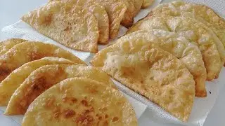CHEBUREKI. THE MINCED MEAT IS JUICY AND THE DOUGH WON'T TEAR.