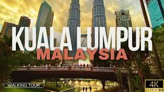 [4K] KUALA LUMPUR - Petronas Towers Fountain Show Night Time Walking Tour July 2024