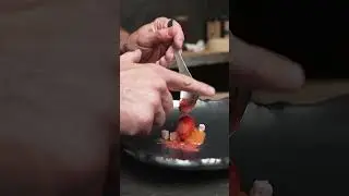 Plating Strawberry Sorbet & Strawberry Curd