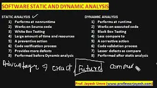 Static and Dynamic Analysis | Software Engineering| SEPM| Jayesh Umre