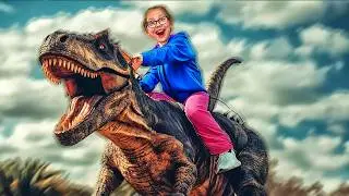 VLOG Динозавры - Англелина и Роберт и Дарина в Динопарке
