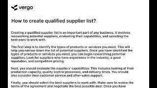 Creating a Qualified Supplier List: A Step-by-Step Guide