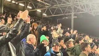 Newcastle fans celebrating with the players at craven cottage 2-0 vs Fulham