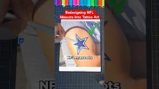 Drawing NFL Mascots Into Tattoo Artwork ! 😍 #football #drawing #shorts
