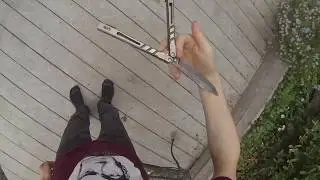 Bite handle triple scissor? (Balisong/ butterfly knife tricks)