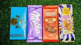 Satisfying video ASMR,  Milka alpine, Nestlé Dark  🍫,  chocolate popping caramel, marmalade coocies