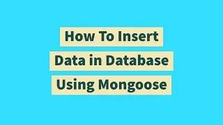 How To Insert Data in Database Using Mongoose